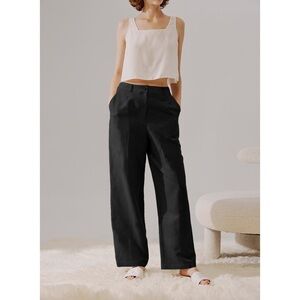 NAP Wide-Cut Linen Pants in Black NWT